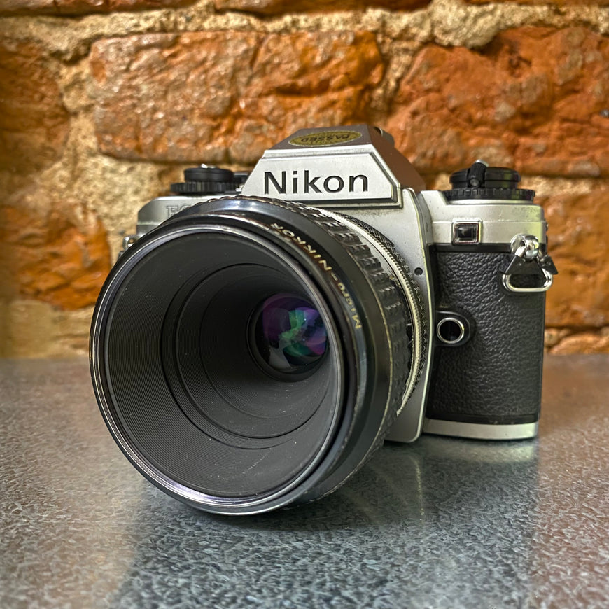 Nikon FG-20 & редкий Micro-Nikkor 55mm f 3.5 зеркальный пленочный фотоаппарат