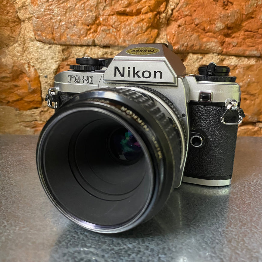 Nikon FG-20 & редкий Micro-Nikkor 55mm f 3.5 зеркальный пленочный фотоаппарат